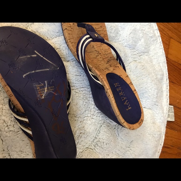 RALPH LAUREN RAVEN LEATHER CORK WEDGE - Picture 6 of 8